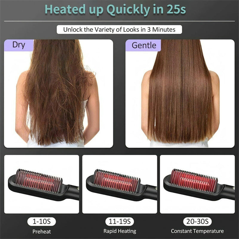 Hair Straightener Hot Comb Negative Ion Curling Tong Dual-purpose Electric Hair Brush